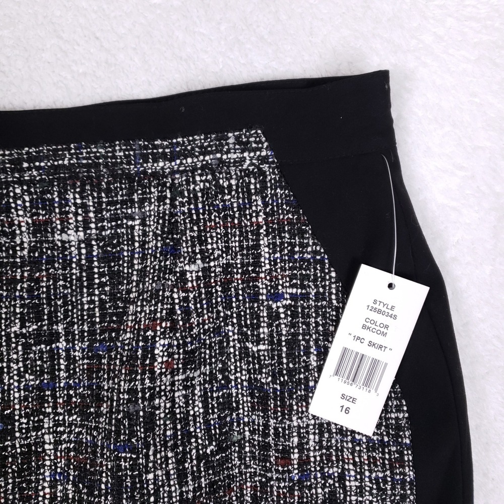JM Studio Tweed Skirt Womens 16 Colorblock Pencil Professional Career Office - Picture 2 of 11